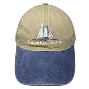 Headmost Baseball Cap Beige Blue One Size Catalina Island Sailboat Travel Hat